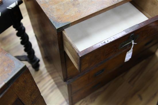 A 19th century brass bound teak military chest, W,3ft 3in.